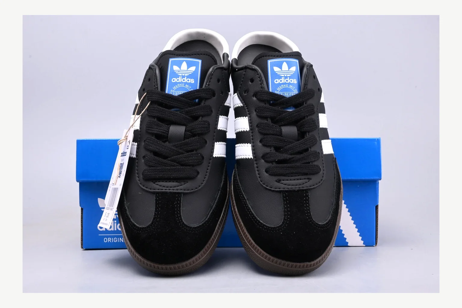 Adidas Originals Samba Black White value find image showing white black low-top sneaker with mixed-material upper and low-profile shape thumbnail 5