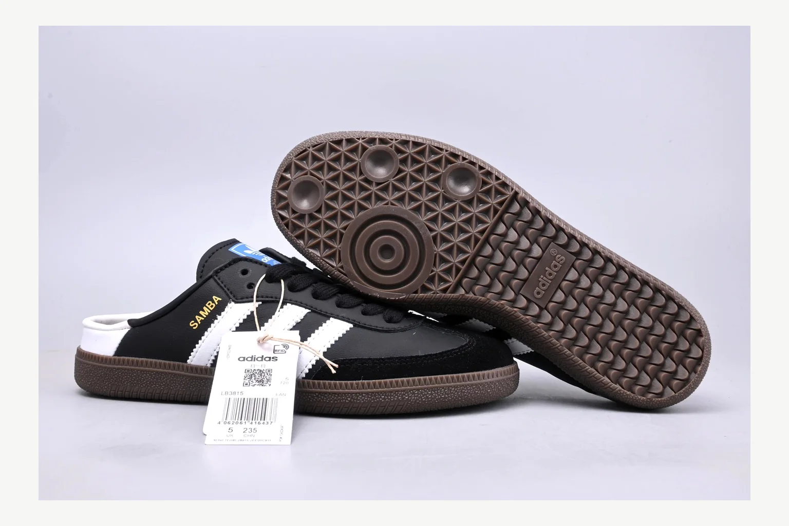 Adidas Originals Samba Black White value find image showing white black low-top sneaker with mixed-material upper and low-profile shape thumbnail 6