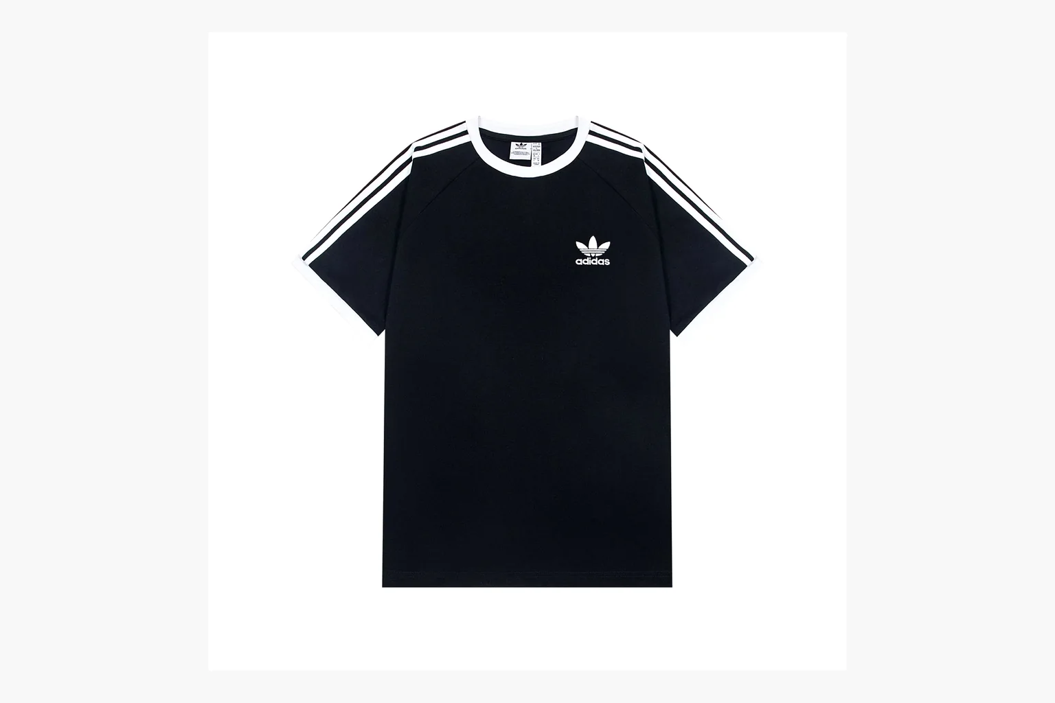 Budget Adidas black white ringer T-shirt with trefoil logo