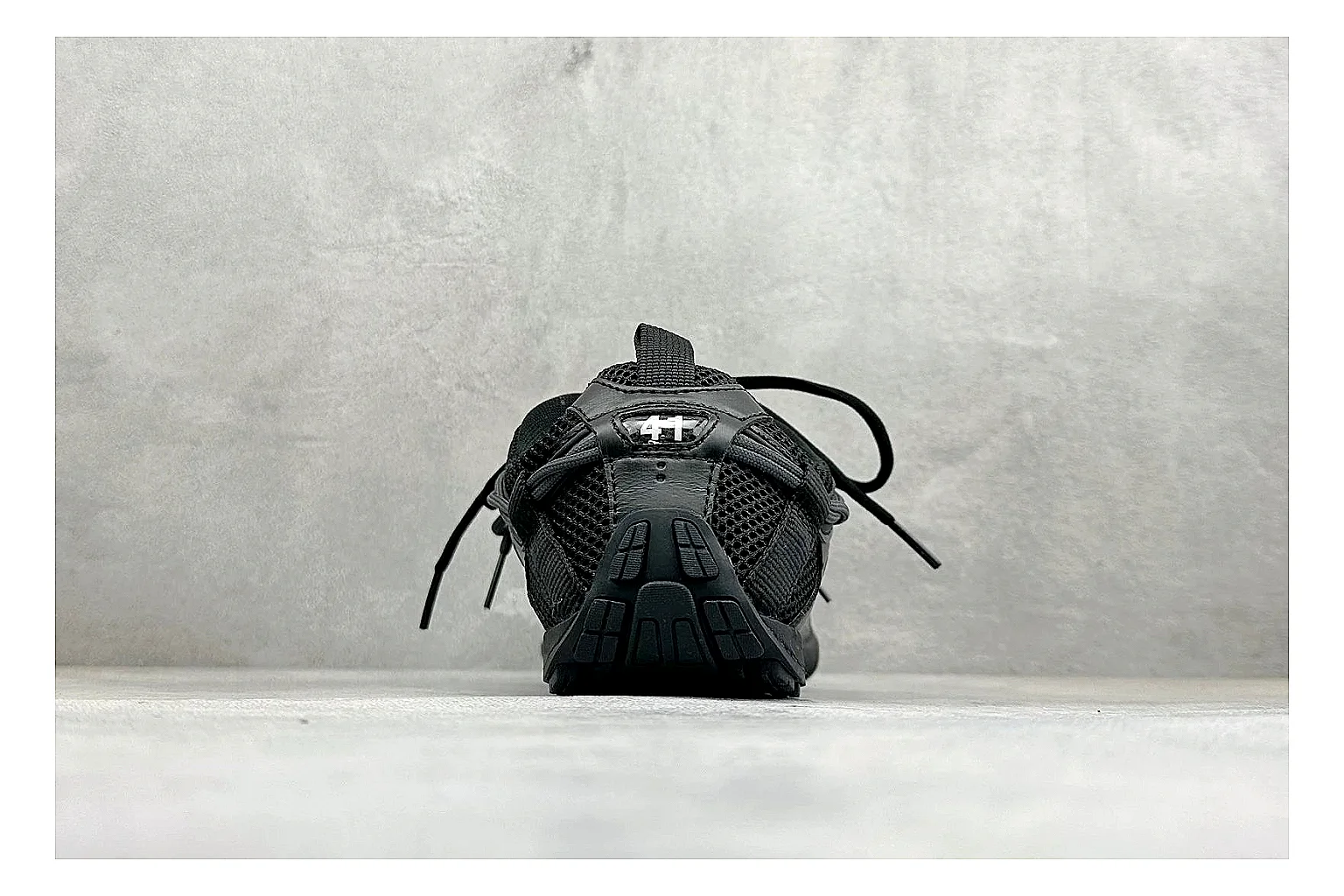 Balenciaga Track Black Low-Top budget find photo showing black layered technical upper, complex paneling, chunky runner sole, and tactical low-top shape thumbnail 4