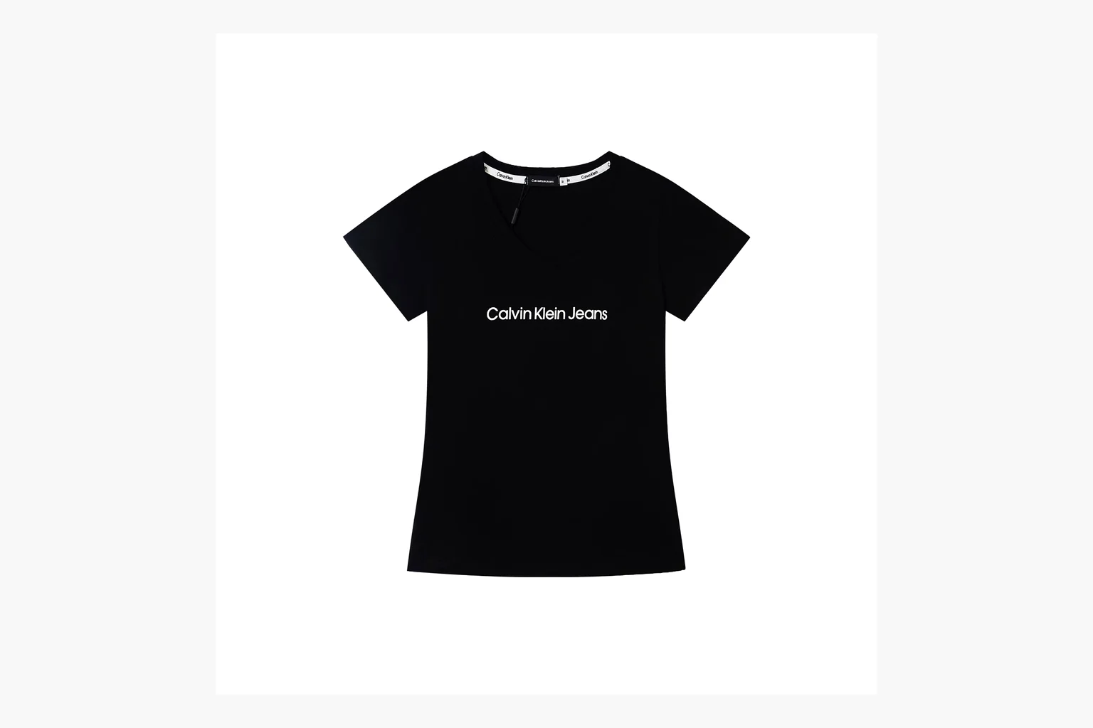 Budget black Calvin Klein V-neck logo T-shirt