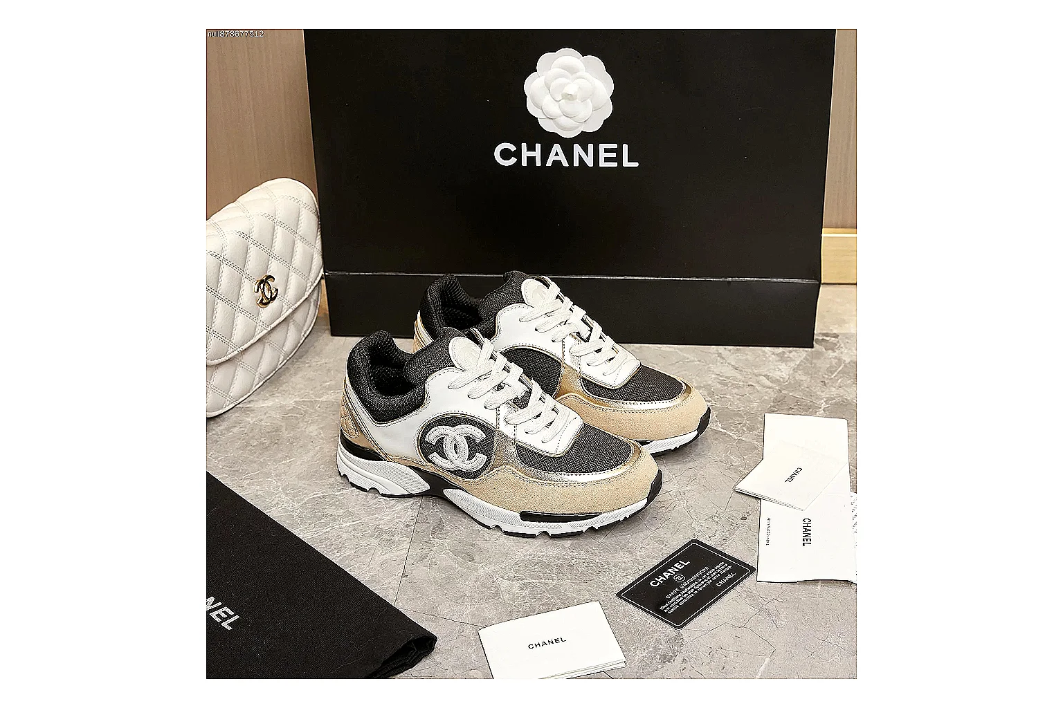 Kako Find List budget photos for Chanel Beige Black Runner Sneaker thumbnail 3