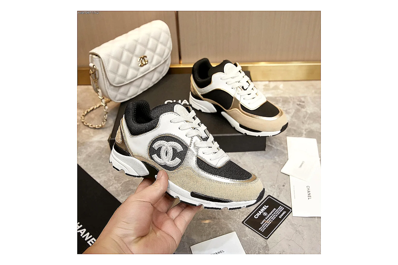 Kako Find List budget photos for Chanel Beige Black Runner Sneaker thumbnail 4