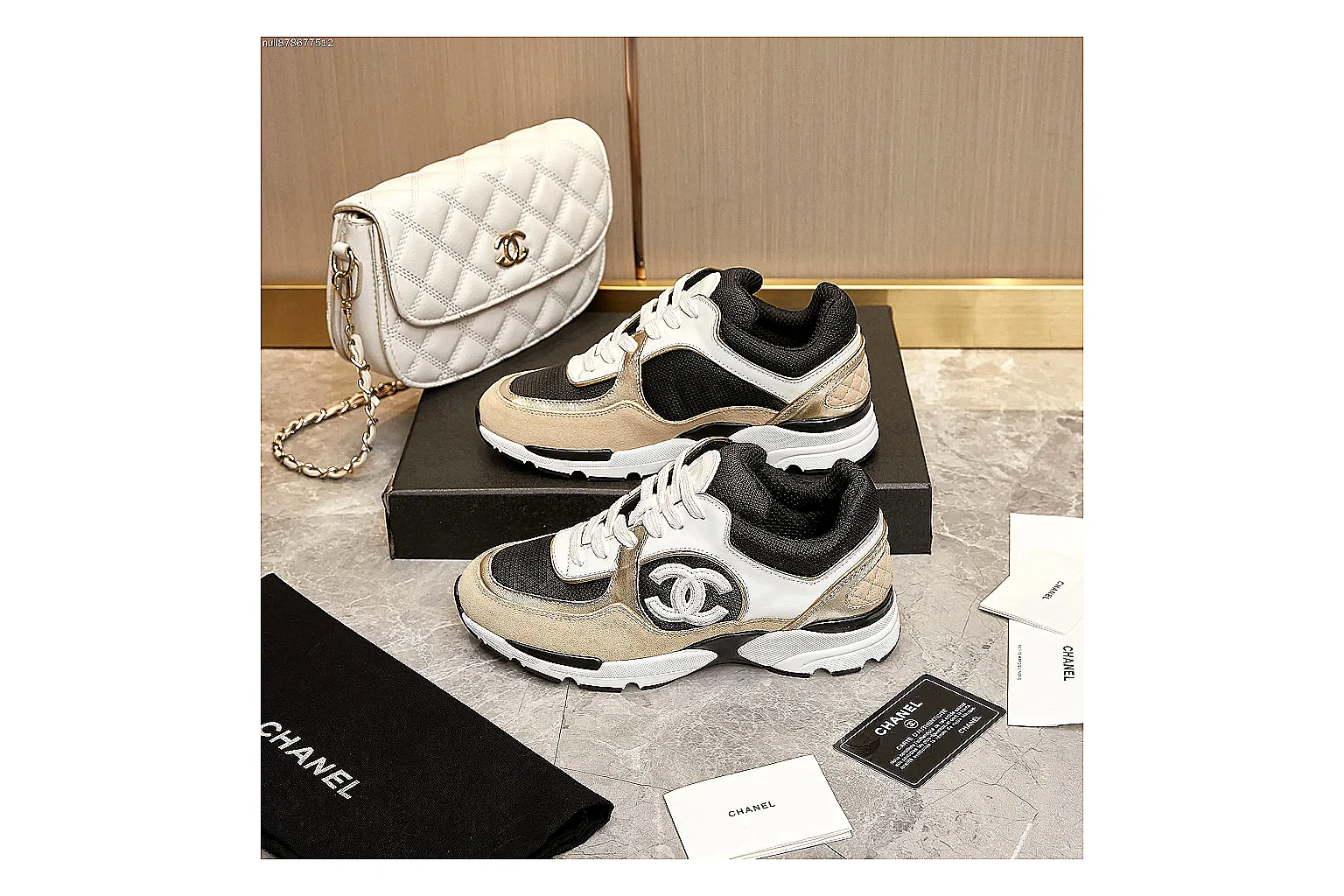 Kako Find List budget photos for Chanel Beige Black Runner Sneaker thumbnail 5