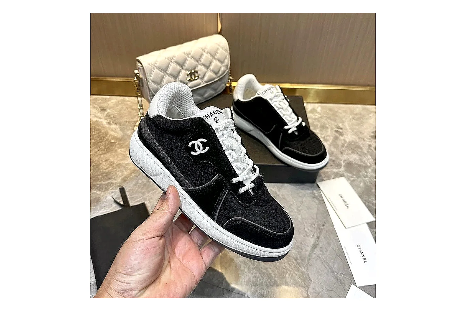 Kako Find List budget photos for Chanel Black Runner Sneaker thumbnail 4