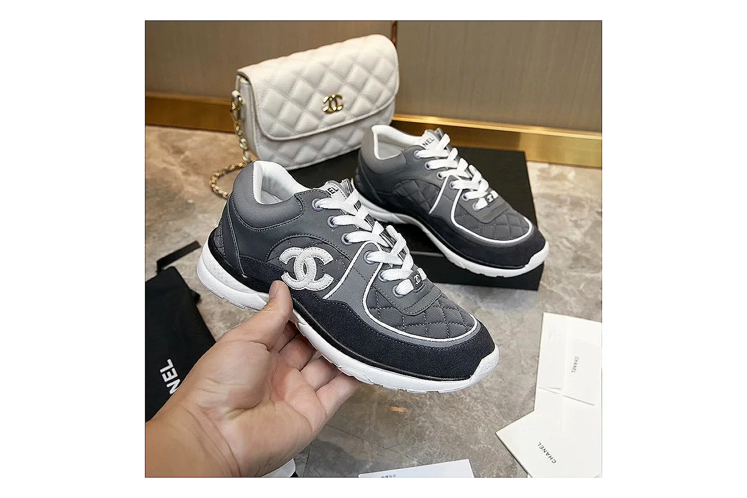 Kako Find List budget photos for Chanel Black Runner Sneaker thumbnail 5