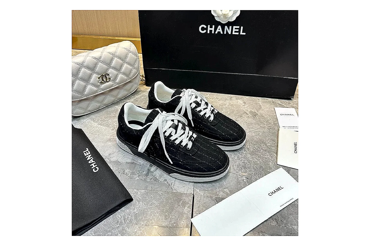 Kako Find List budget photos for Chanel Black Gray Runner Sneaker thumbnail 3