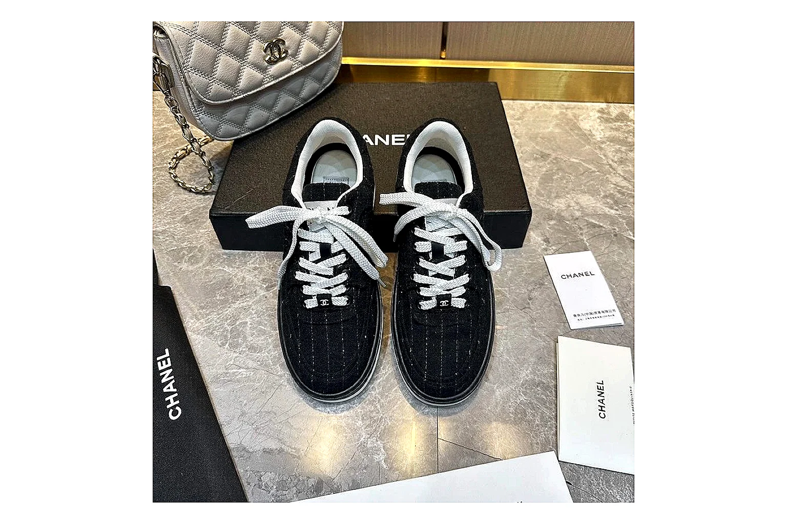 Kako Find List budget photos for Chanel Black Gray Runner Sneaker thumbnail 6