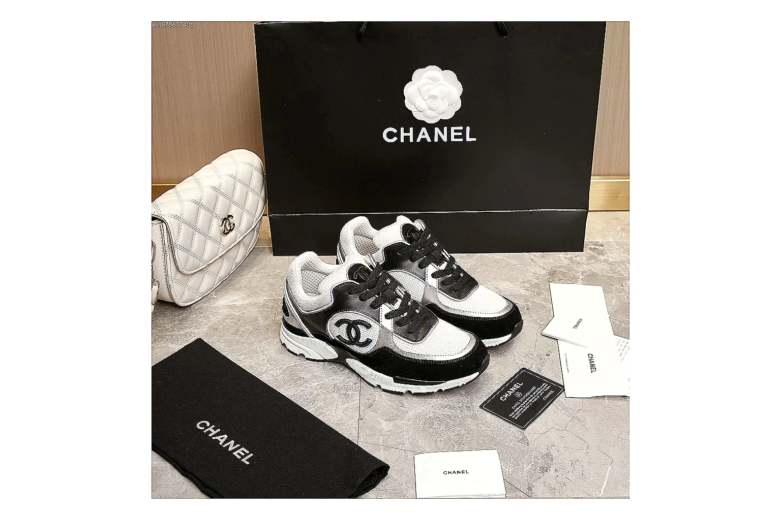 Kako Find List budget photos for Chanel Black White Runner Sneaker thumbnail 3