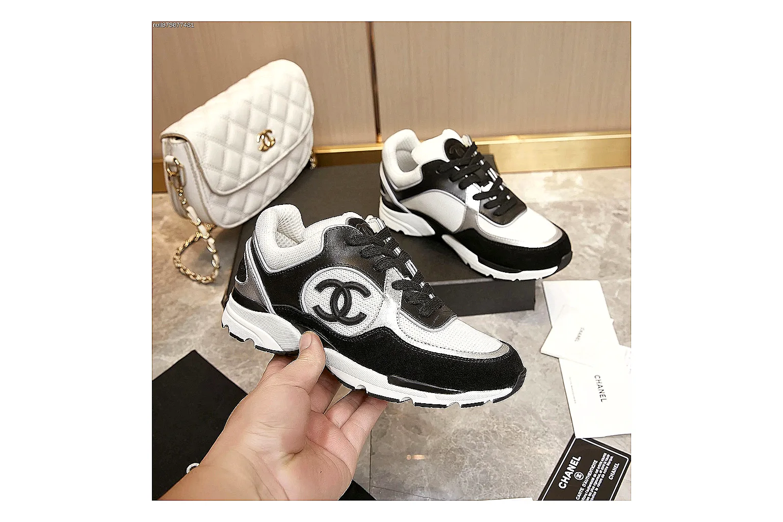 Kako Find List budget photos for Chanel Black White Runner Sneaker thumbnail 4