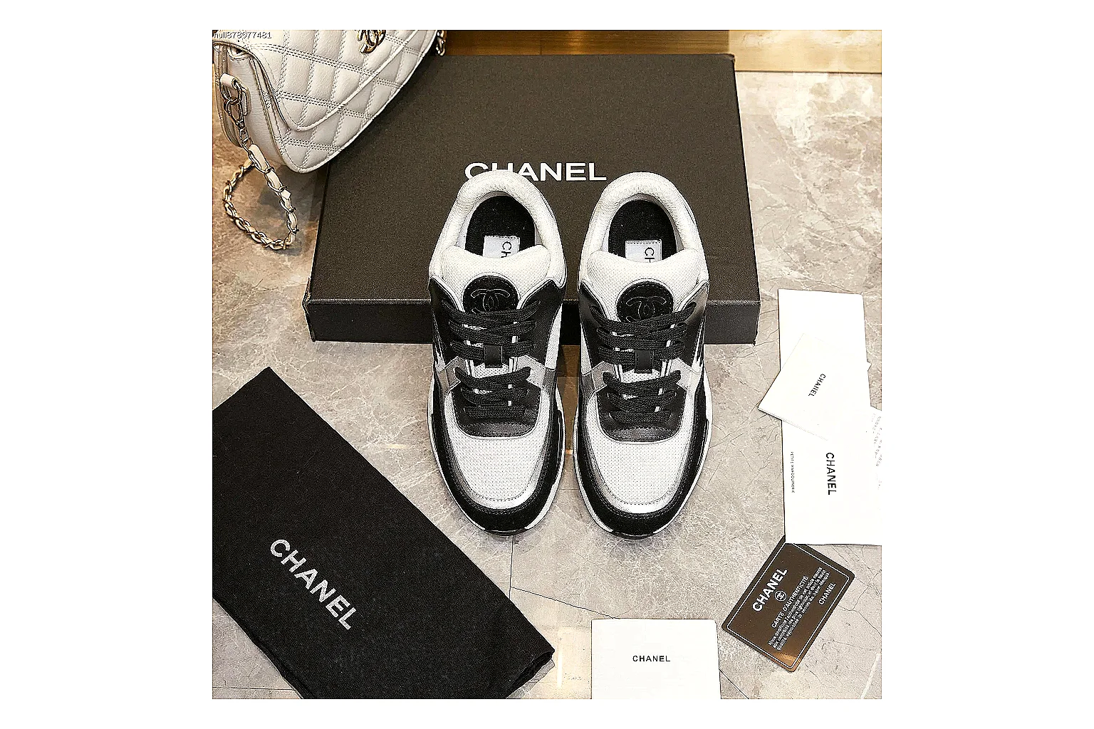 Kako Find List budget photos for Chanel Black White Runner Sneaker thumbnail 6