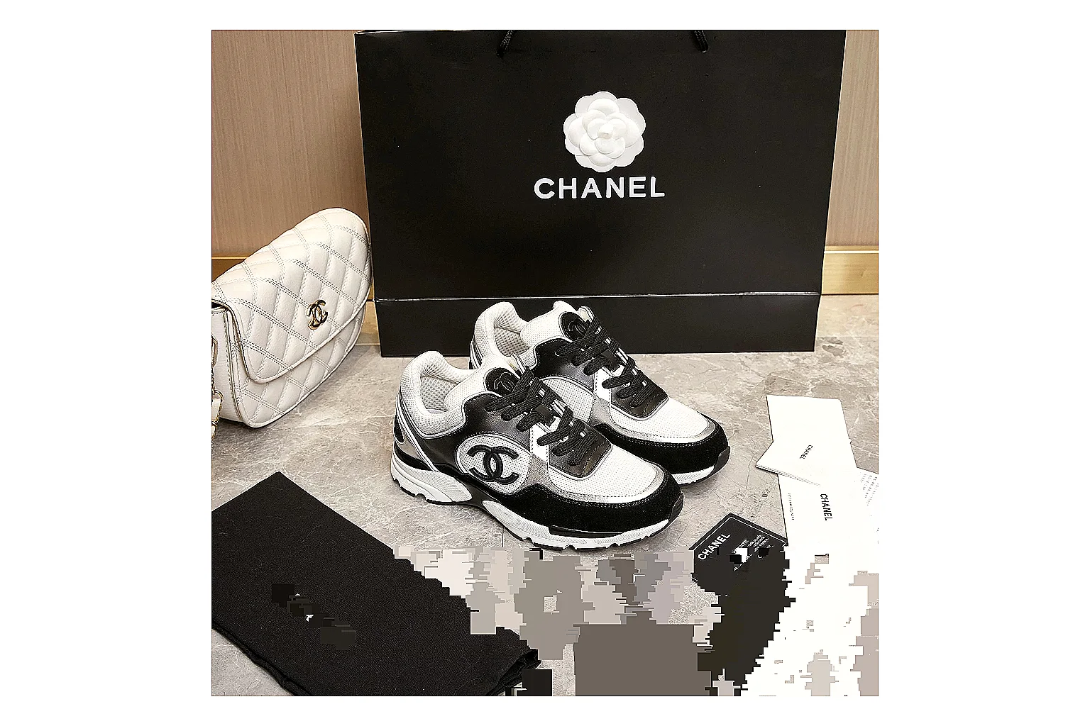 Kako Find List budget photos for Chanel Black White Runner Sneaker thumbnail 2