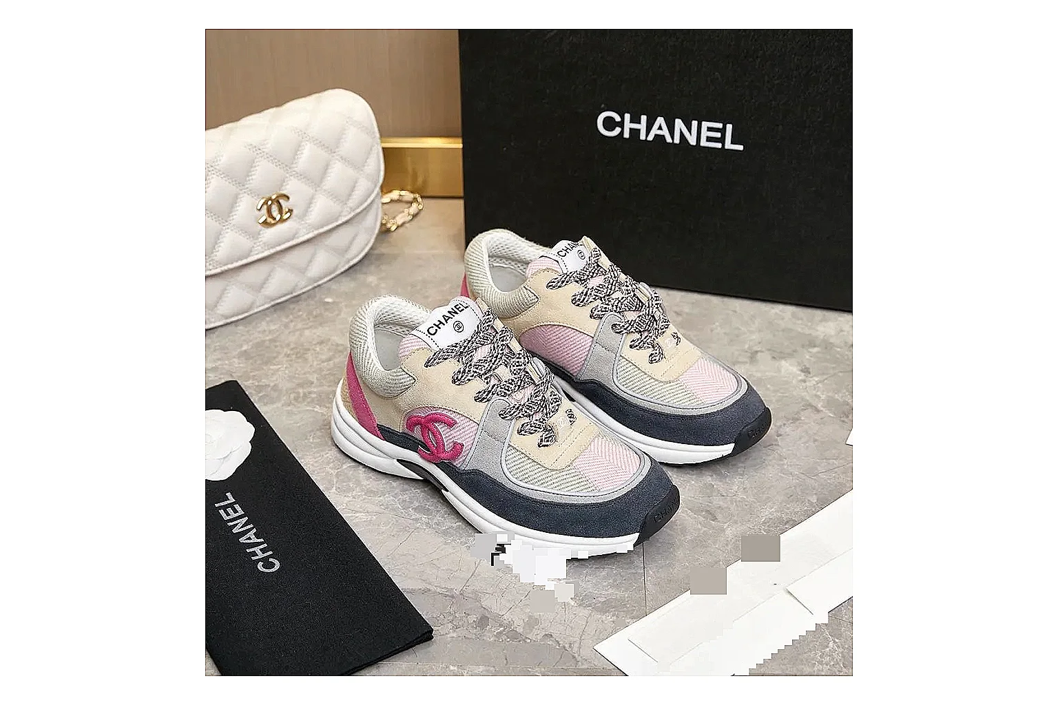 Kako Find List budget photos for Chanel Black White Runner Sneaker thumbnail 2