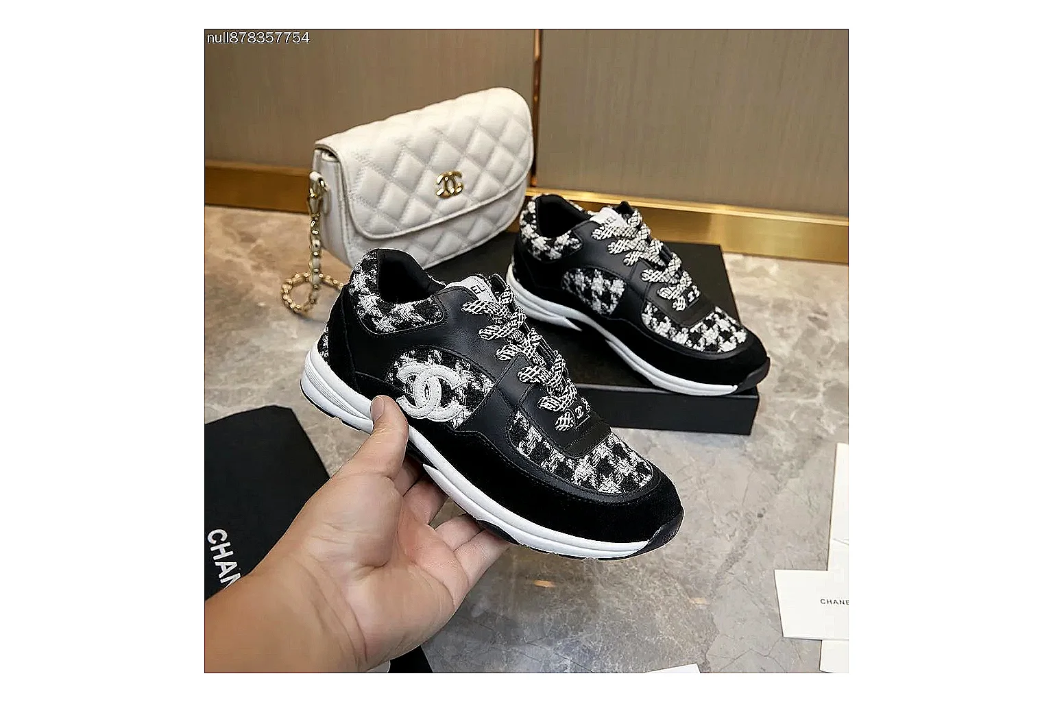 Kako Find List budget photos for Chanel Black White Runner Sneaker thumbnail 5
