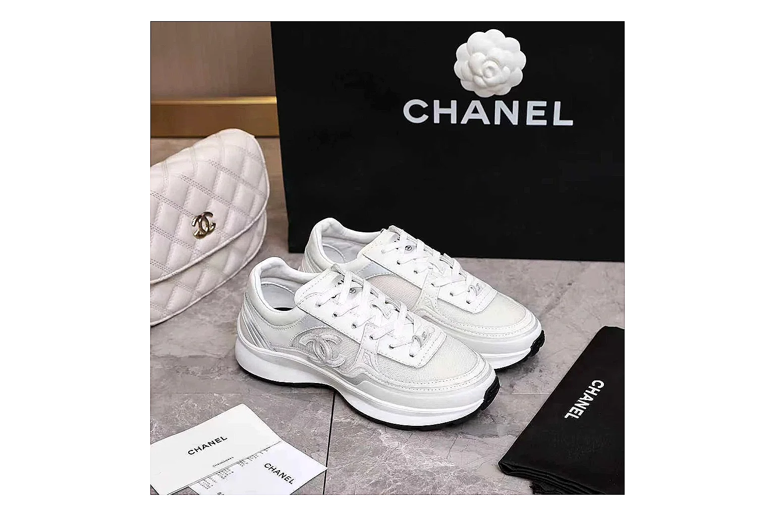 kakofindlist.com Chanel White Platform CC Runner 1059 White runner product image thumbnail 2