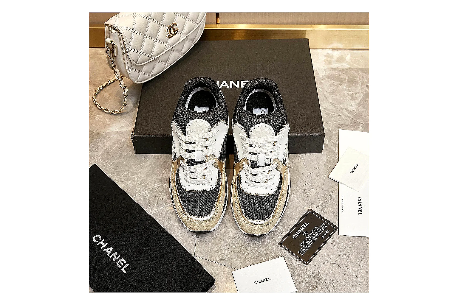 kakofindlist.com Chanel Beige Black CC Runner 3638 Beige Black runner product image thumbnail 6