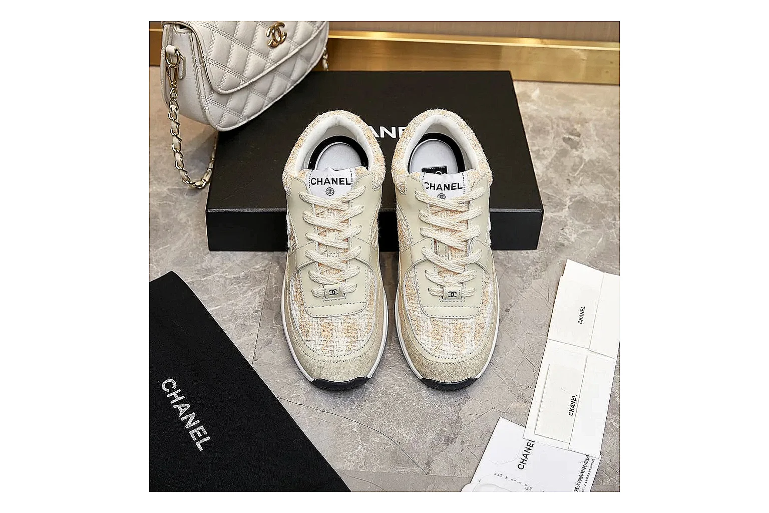 Kako Find List budget photos for Chanel Cream Quilted Runner thumbnail 6