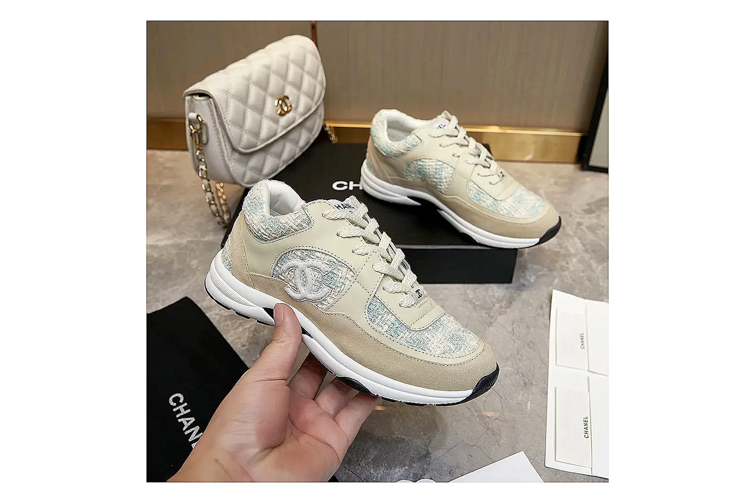 Kako Find List budget photos for Chanel Cream Quilted Runner thumbnail 5