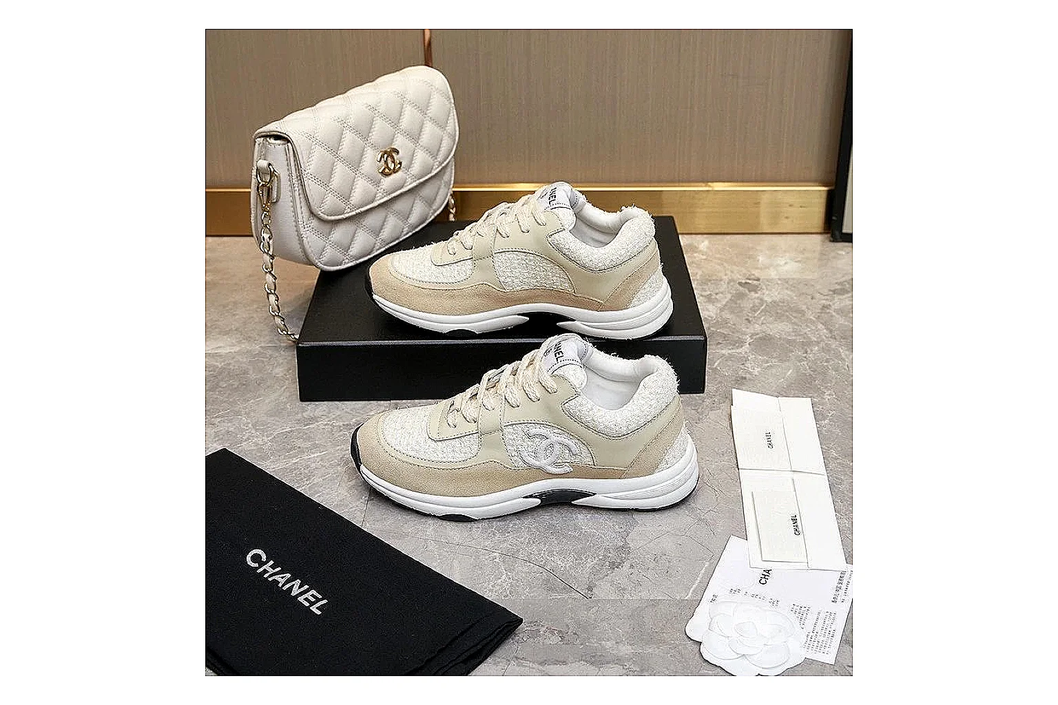 Kako Find List budget photos for Chanel Gray Pink Runner Sneaker thumbnail 5
