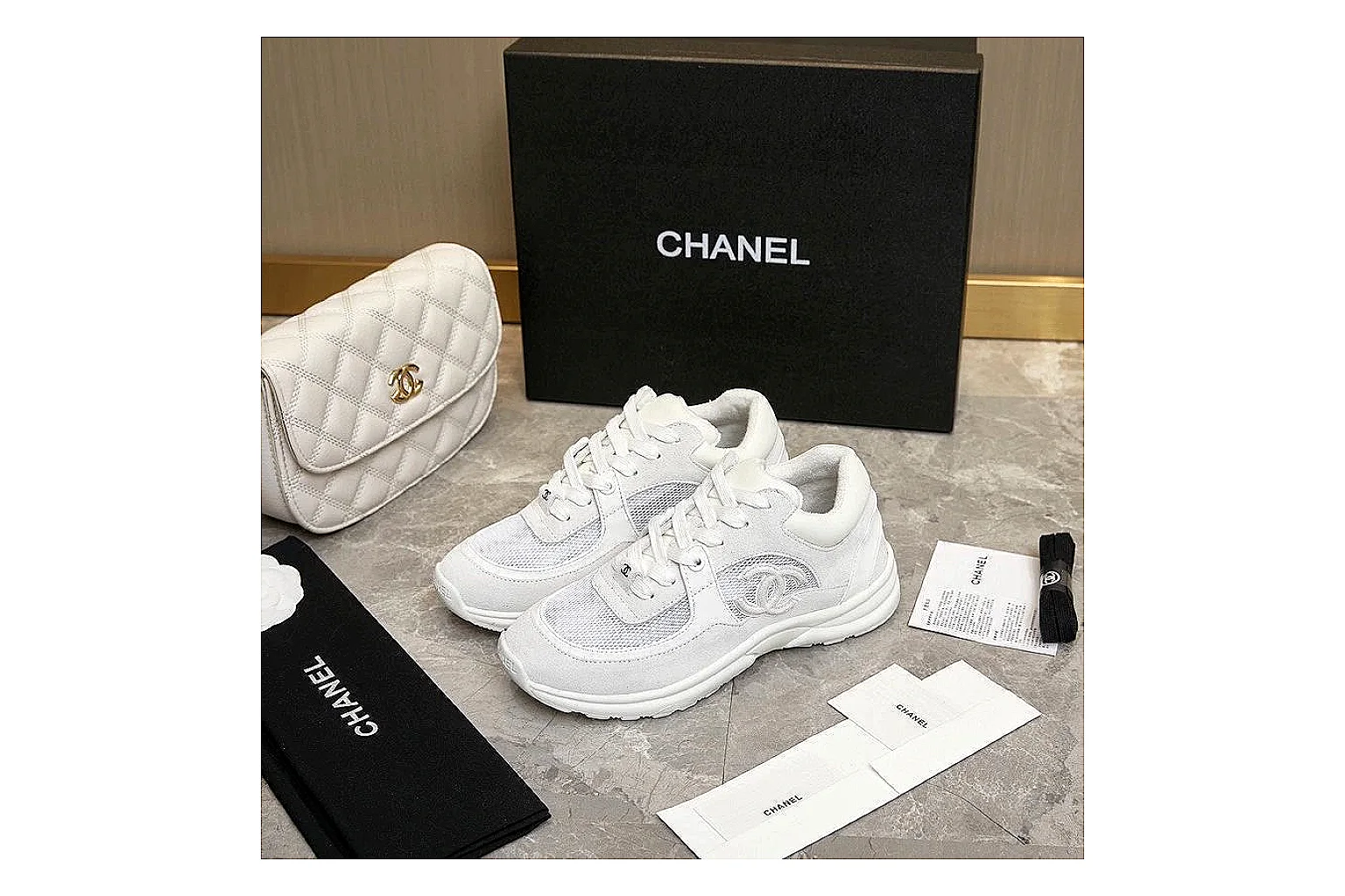 Kako Find List budget photos for Chanel White Runner Sneaker thumbnail 2