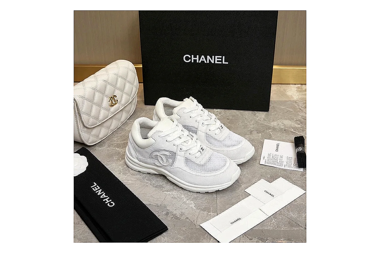 Kako Find List budget photos for Chanel White Runner Sneaker thumbnail 3