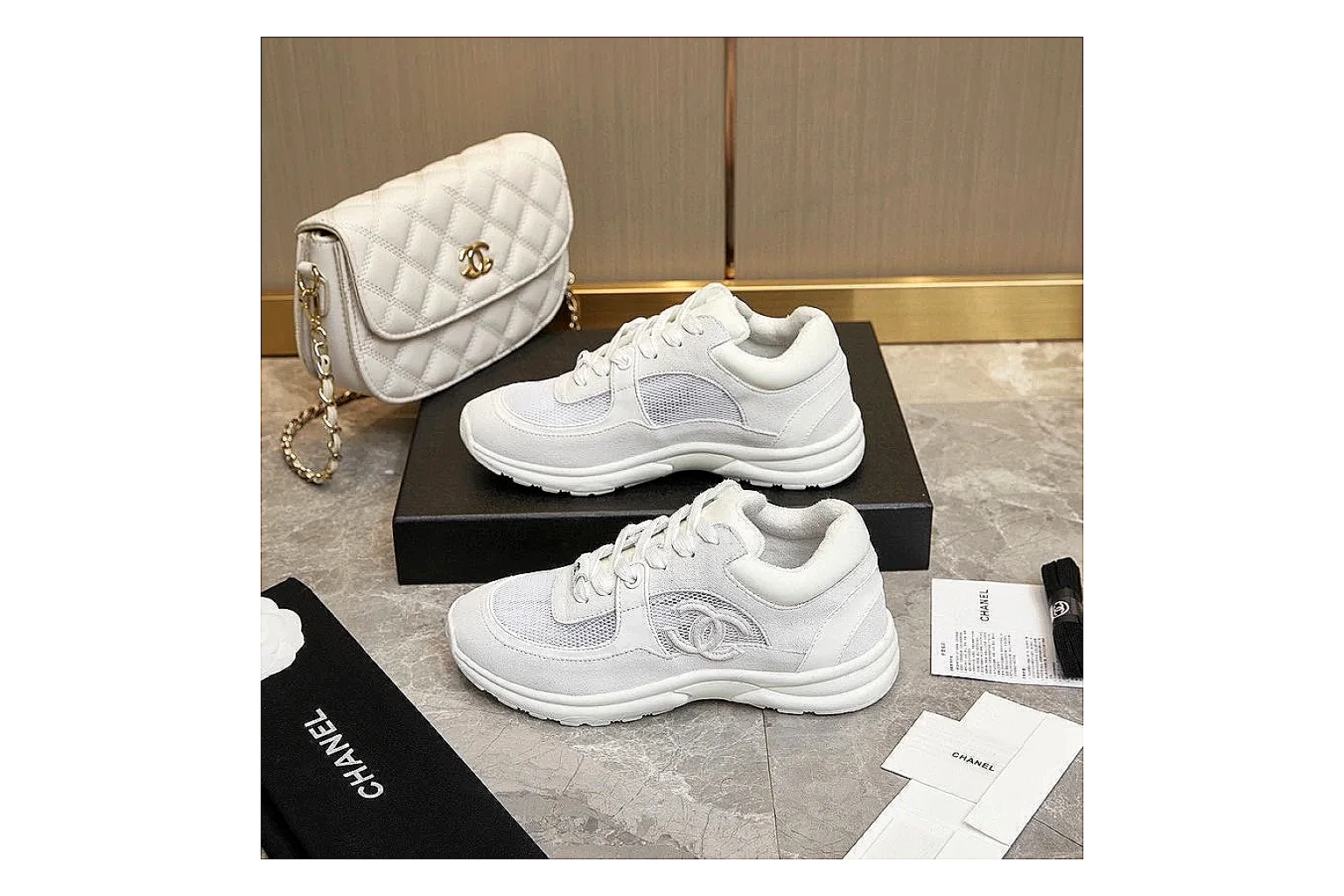 Kako Find List budget photos for Chanel White Runner Sneaker thumbnail 4