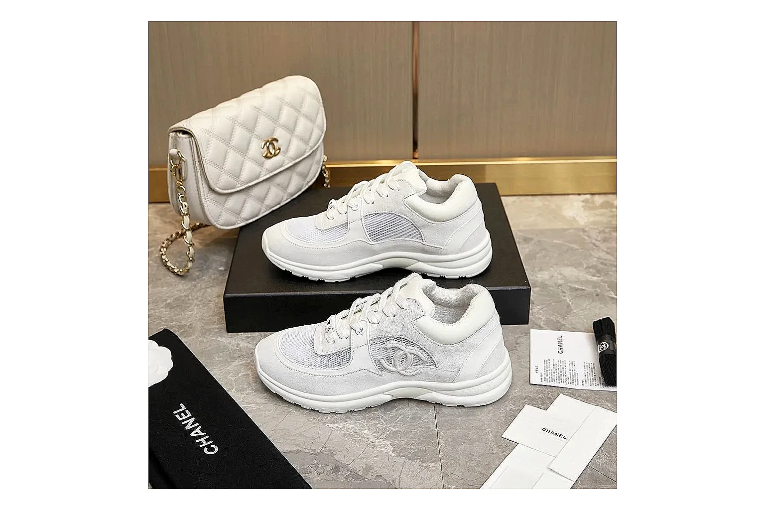 Kako Find List budget photos for Chanel White Runner Sneaker thumbnail 3