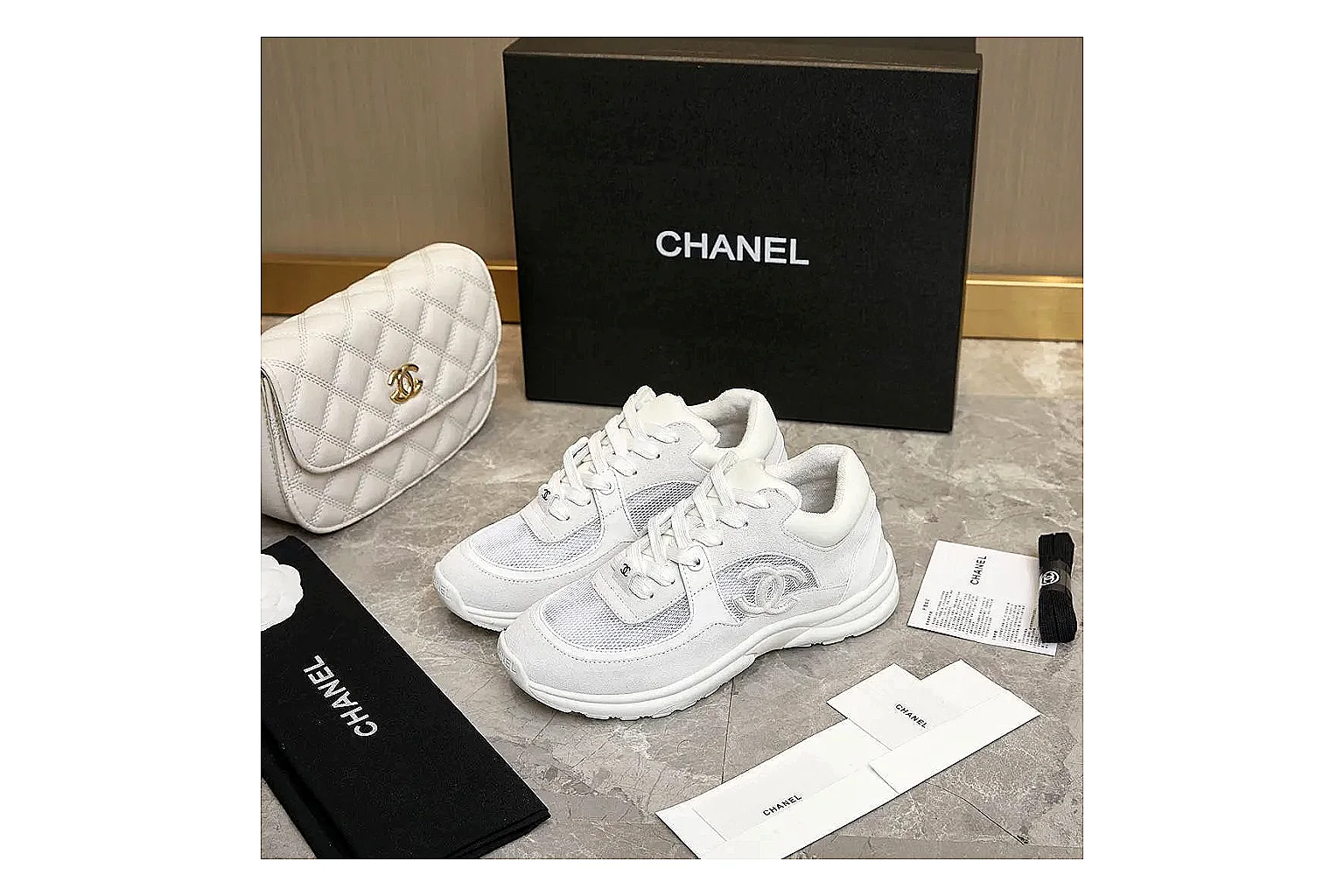 Kako Find List budget photos for Chanel White Runner Sneaker thumbnail 4