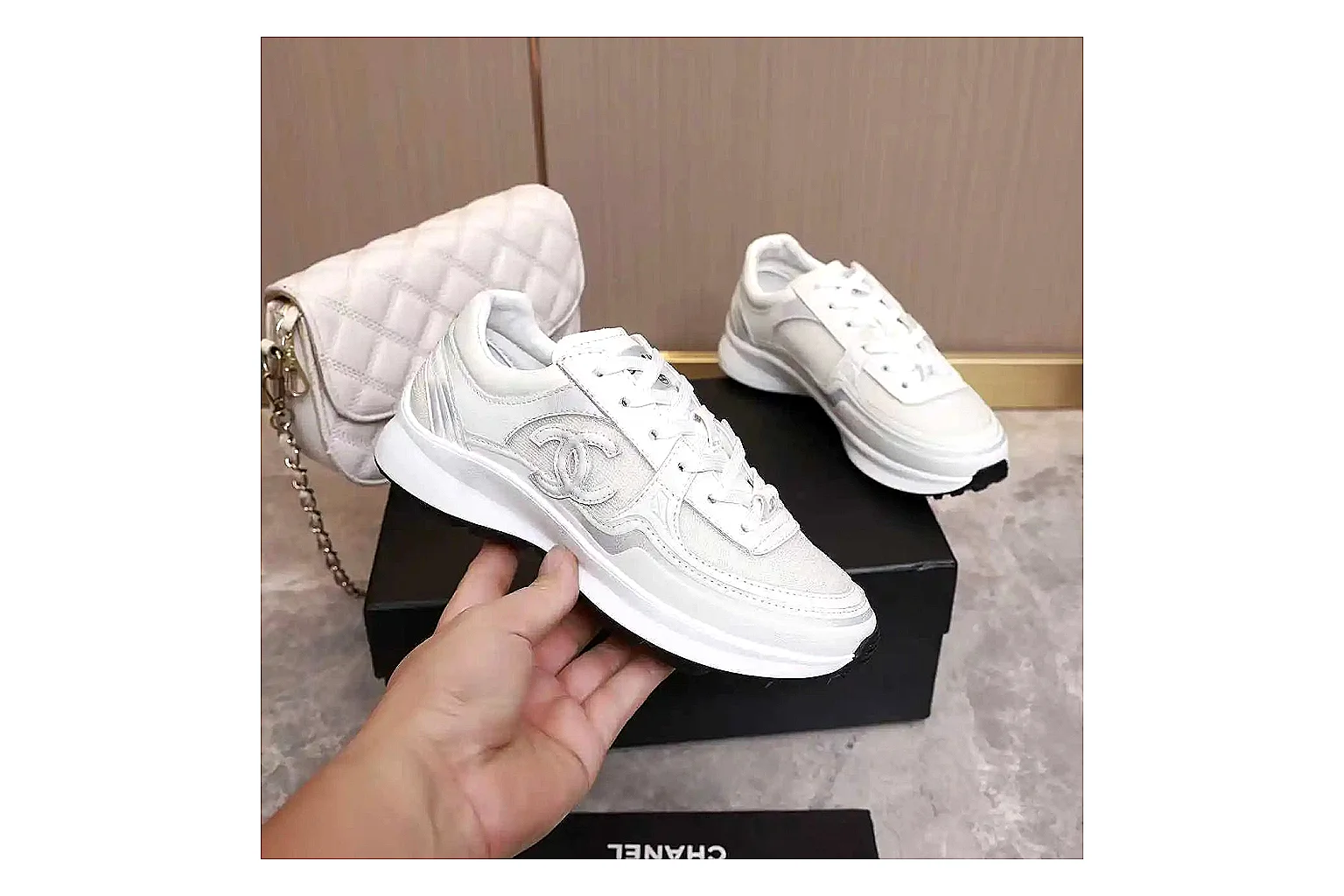 Kako Find List budget photos for Chanel White Runner Sneaker thumbnail 4