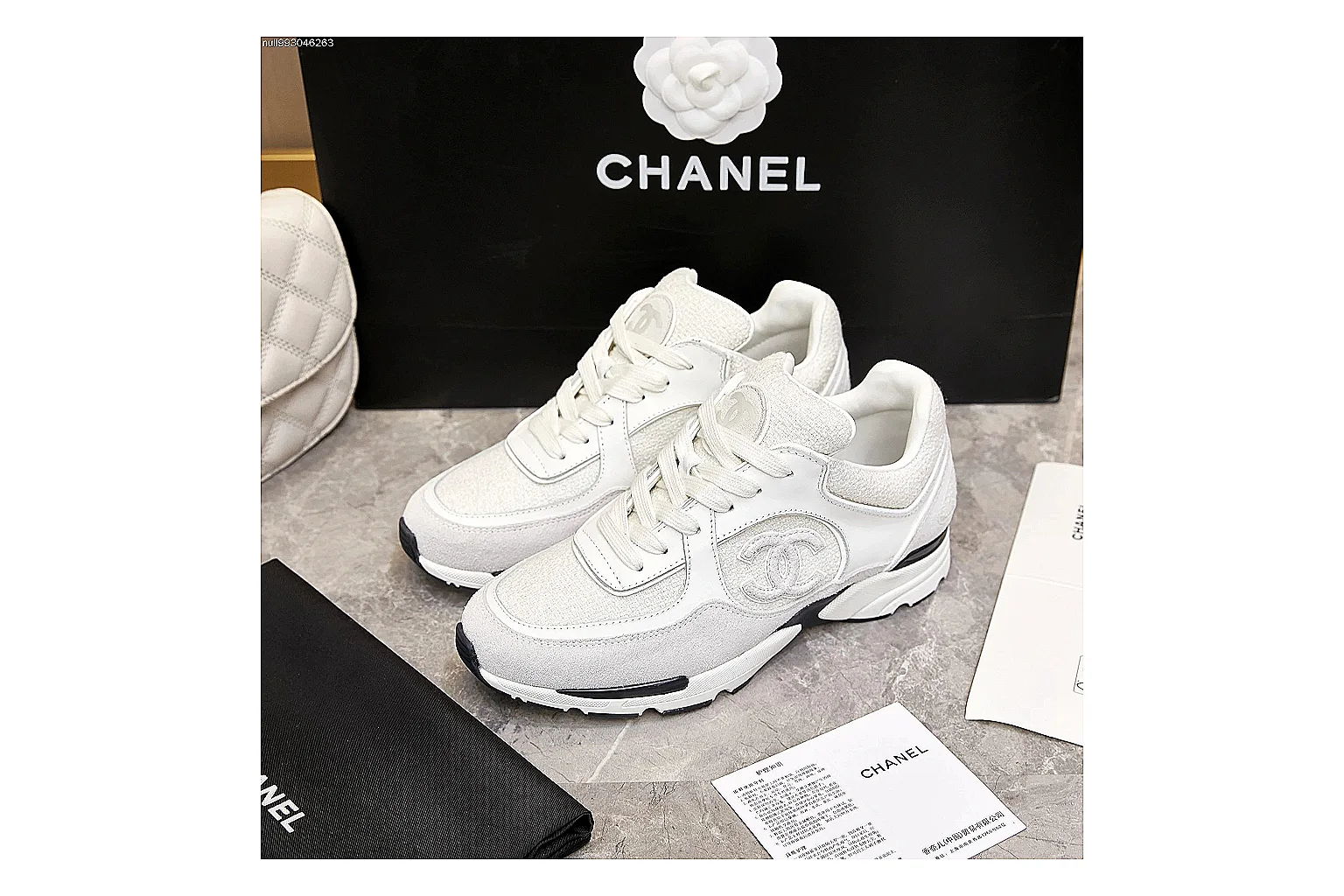 Kako Find List budget photos for Chanel White Gray Runner Sneaker thumbnail 4