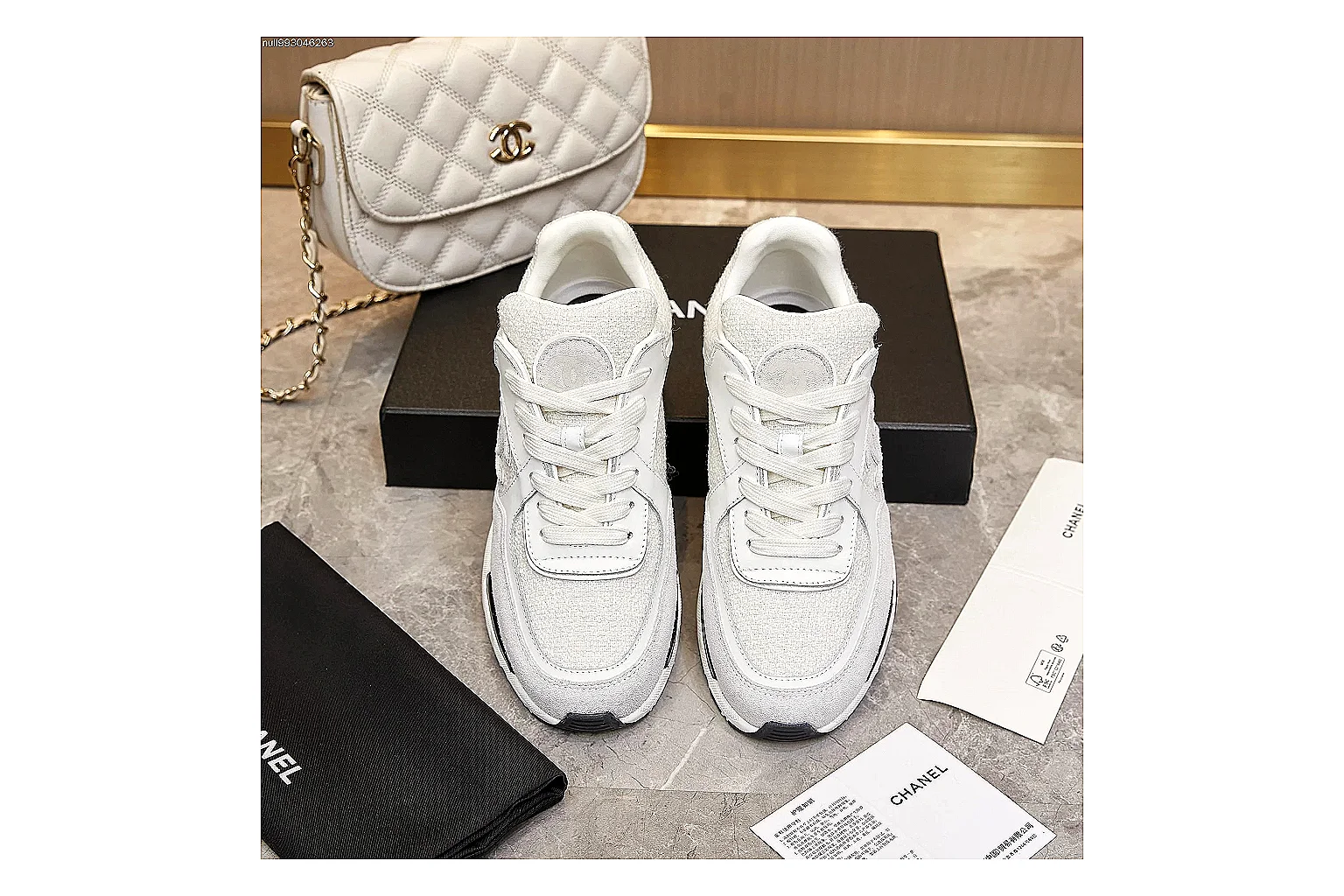 Kako Find List budget photos for Chanel White Gray Runner Sneaker thumbnail 6