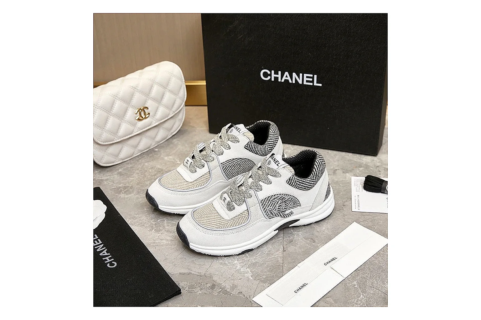 Kako Find List budget photos for Chanel White Runner Sneaker thumbnail 3