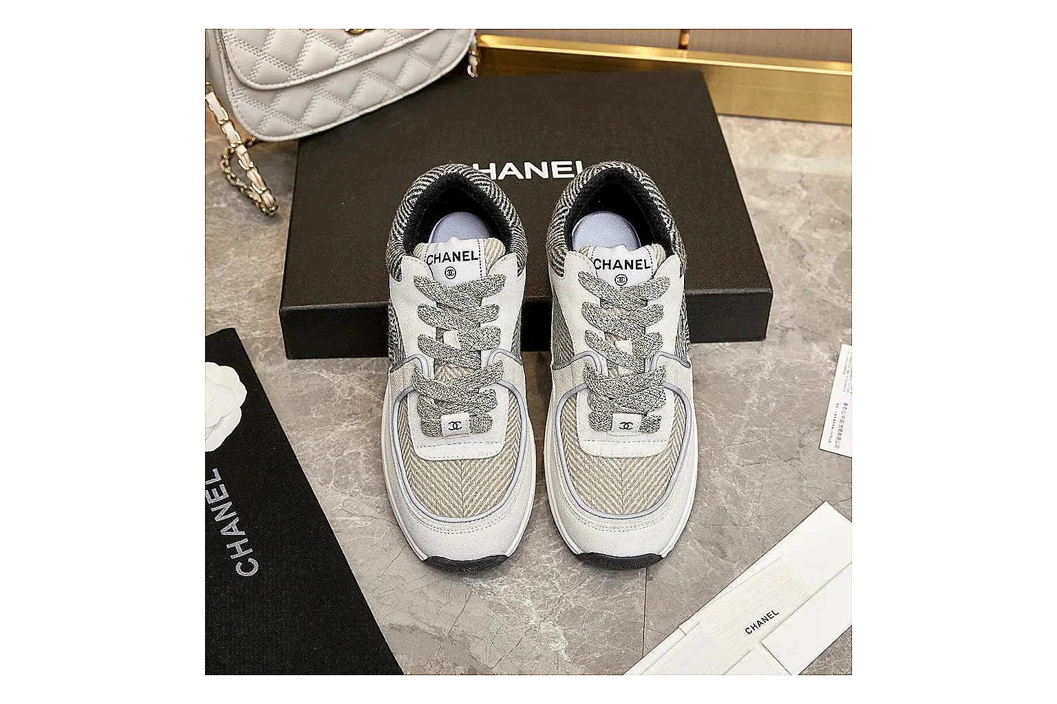Kako Find List budget photos for Chanel White Runner Sneaker thumbnail 4