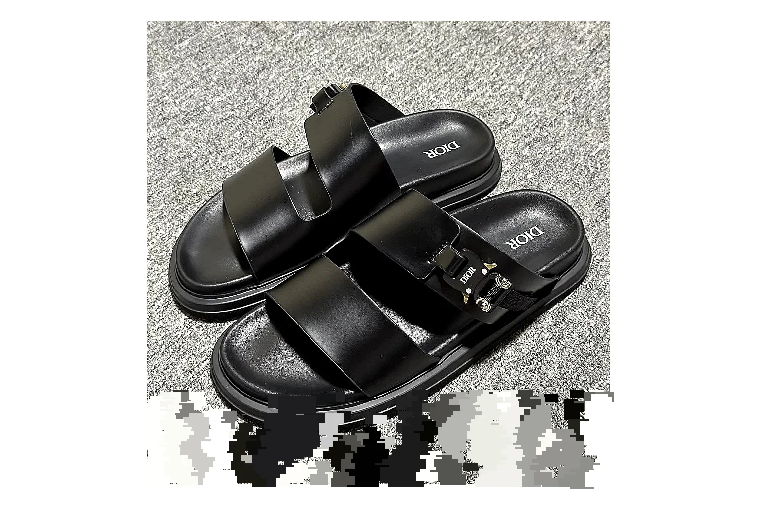 Dior Oblique Black Buckle Slide value find image showing black oblique buckle slide with mixed upper and slide shape