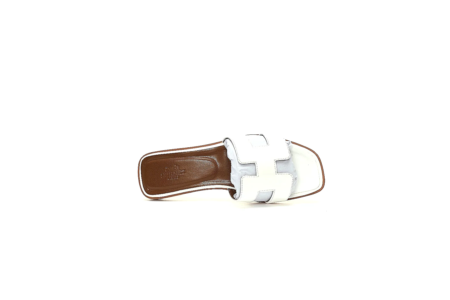 kakofindlist.com Hermes Oran White Slide 3953 white-brown slide image thumbnail 4