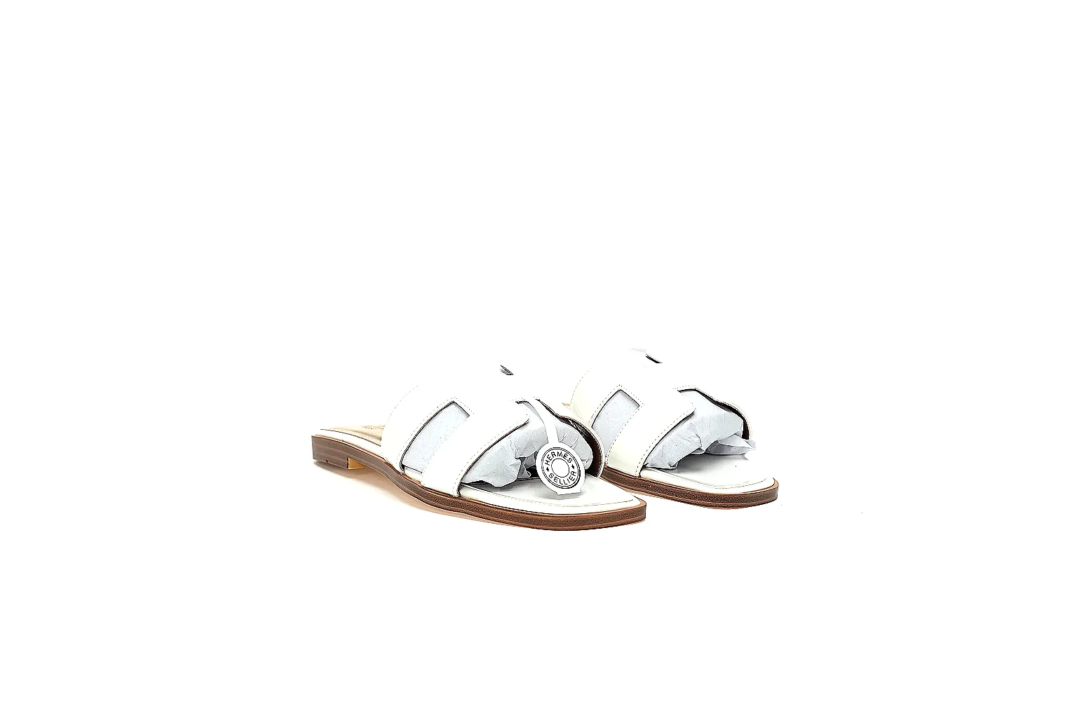 kakofindlist.com Hermes Oran White Slide 3953 white-brown slide image thumbnail 6