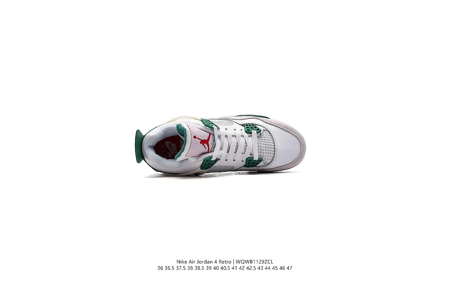kakofindlist.com Air Jordan White Green Jordan 4 0335 White Green mid-top product image thumbnail 4