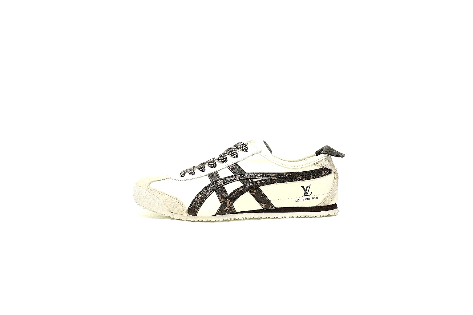 Cream Louis Vuitton low trainer in CNY 460 price band with patterned stripes