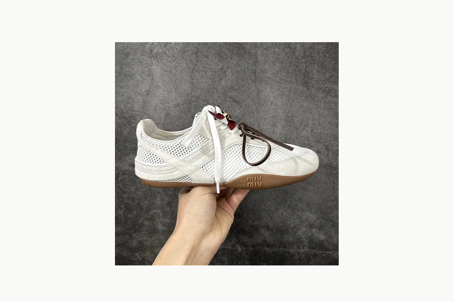 White Miu Miu bow sneaker on a deliberate premium shortlist thumbnail 2