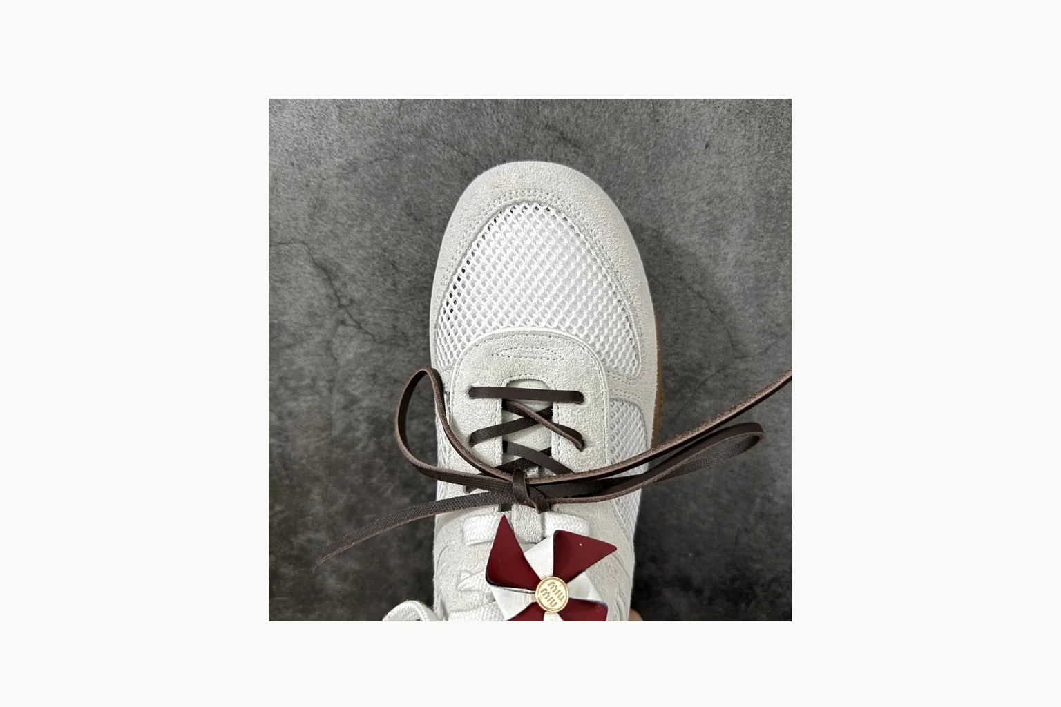 White Miu Miu bow sneaker on a deliberate premium shortlist thumbnail 5