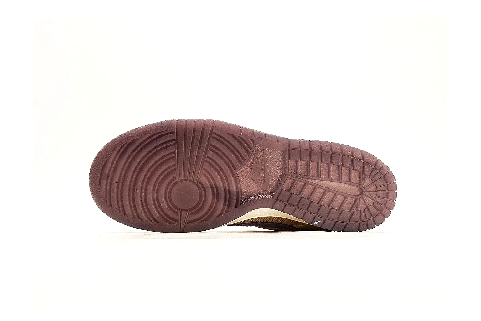 Nike Dunk Low Yellow Purple budget find photo showing yellow and purple leather panels, dark Swoosh, heel overlay, cream midsole, and brown outsole thumbnail 5