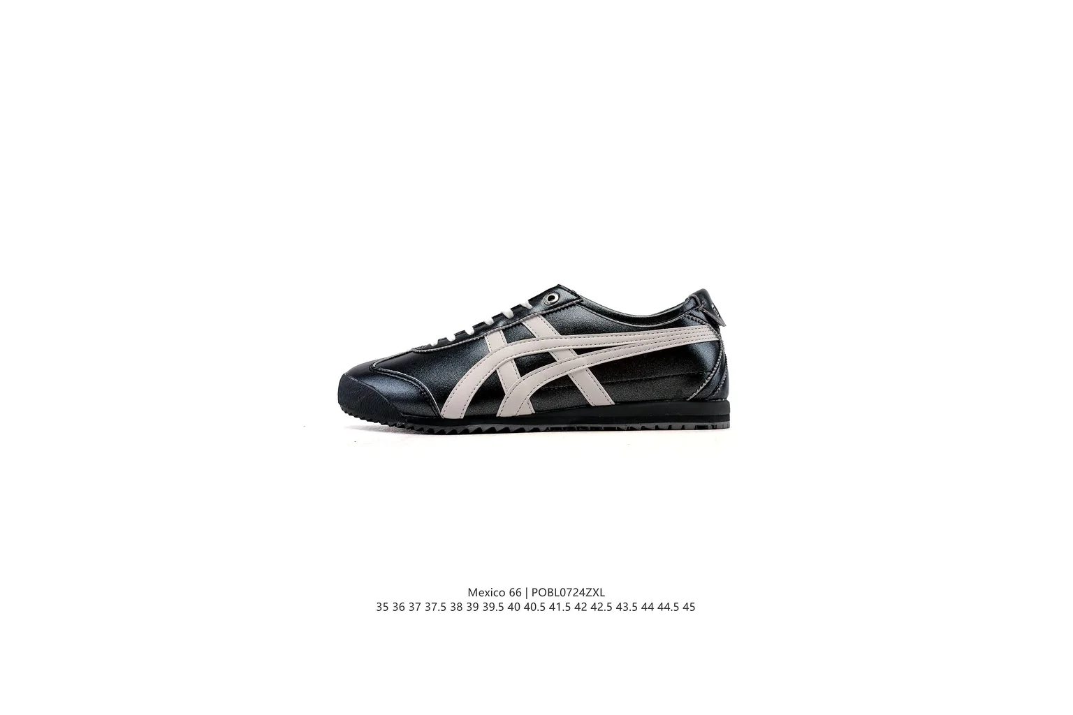 Onitsuka Tiger Mexico 66 Black Silver slim retro low top six photo view