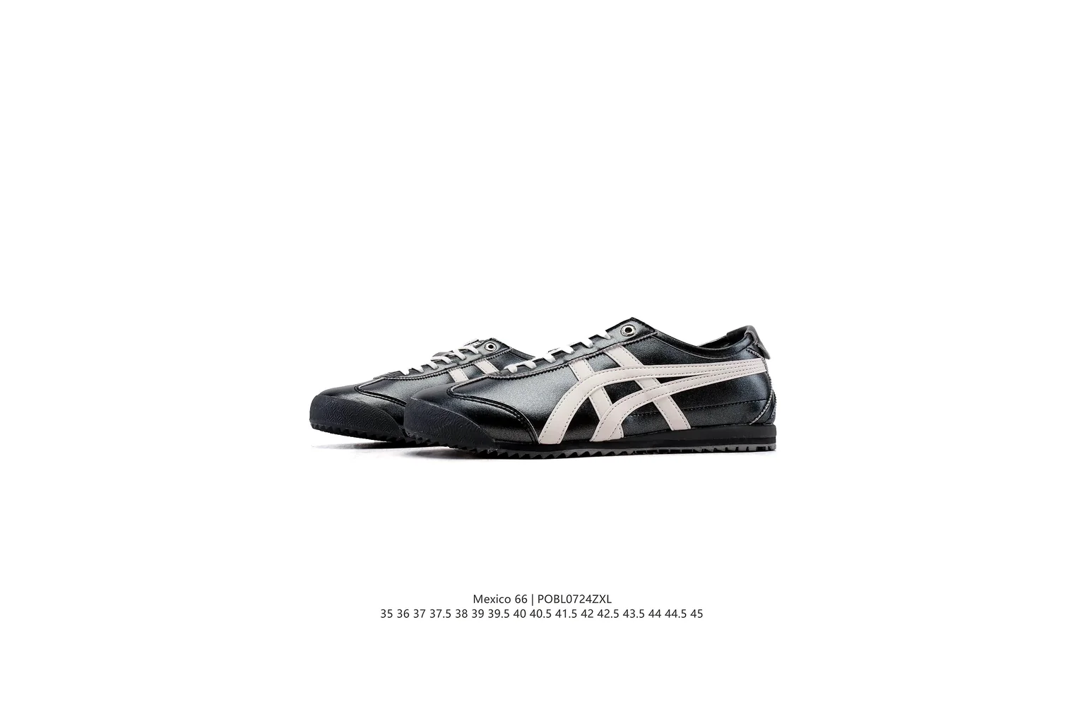 Onitsuka Tiger Mexico 66 Black Silver slim retro low top six photo view thumbnail 2