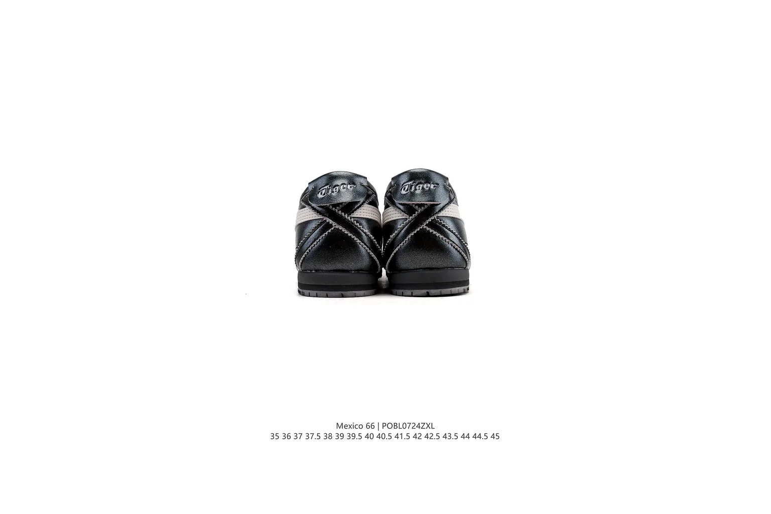 Onitsuka Tiger Mexico 66 Black Silver slim retro low top six photo view thumbnail 4