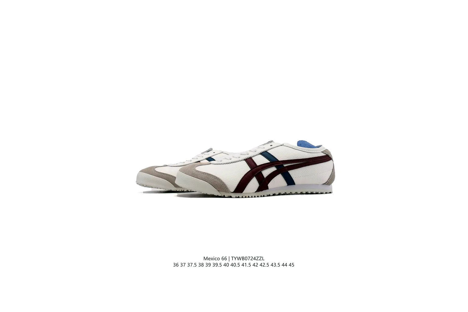 Onitsuka Tiger Mexico 66 White Navy Burgundy slim retro low top six photo view thumbnail 2