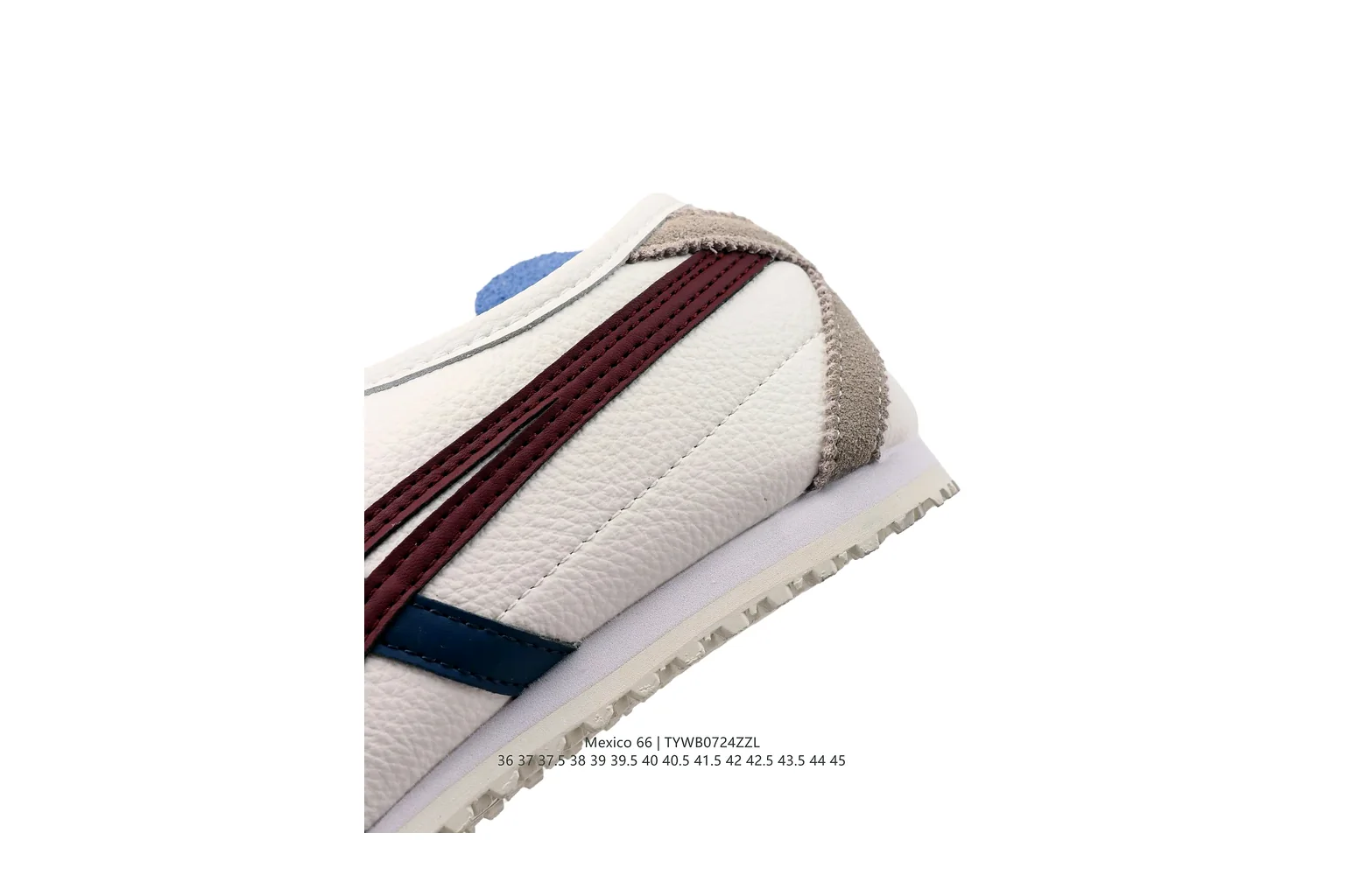 Onitsuka Tiger Mexico 66 White Navy Burgundy slim retro low top six photo view thumbnail 6