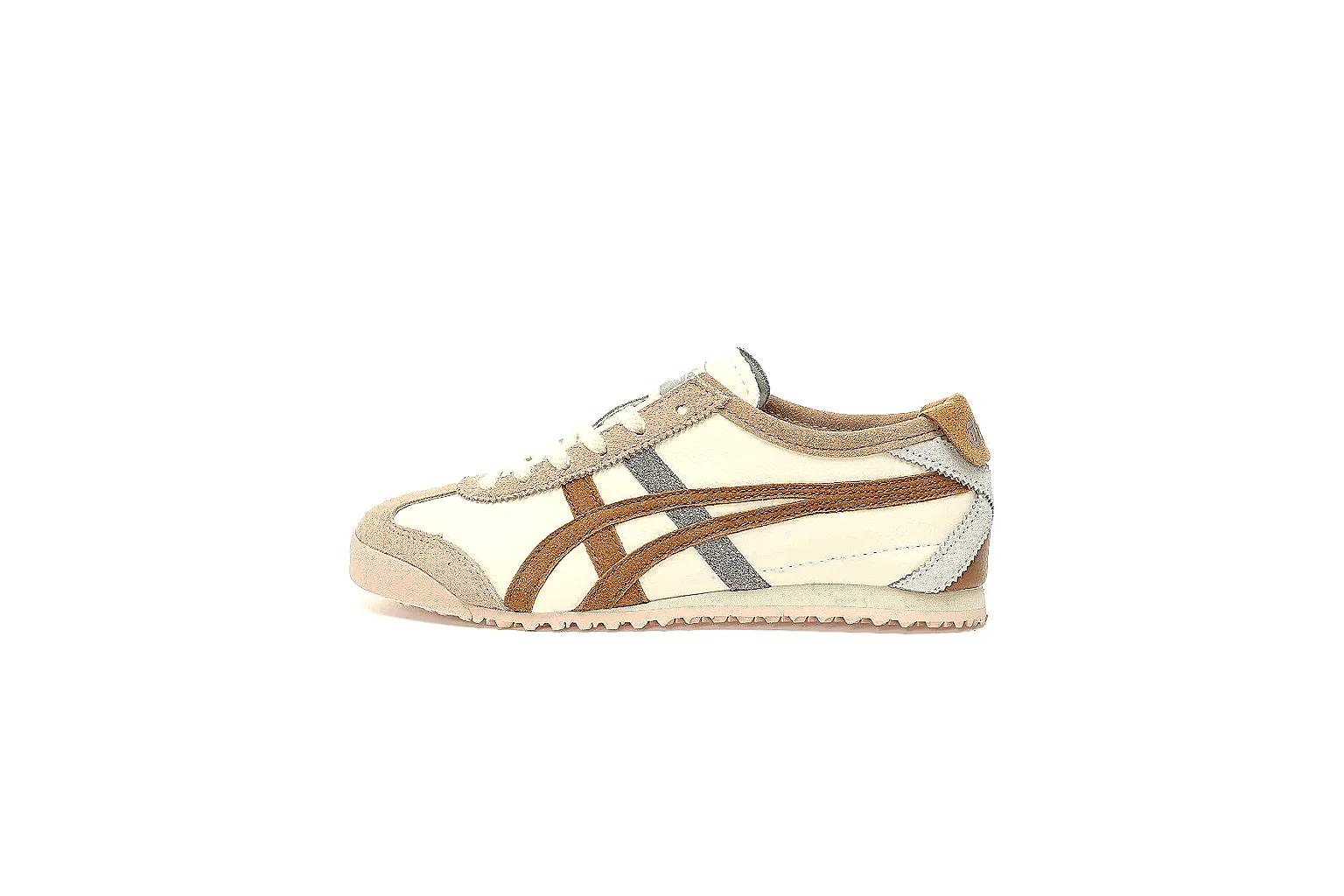 Onitsuka Tiger cream trainer pair view with brown stripes thumbnail 2