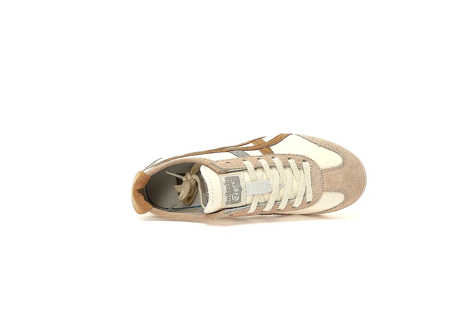 Onitsuka Tiger cream trainer pair view with brown stripes thumbnail 4