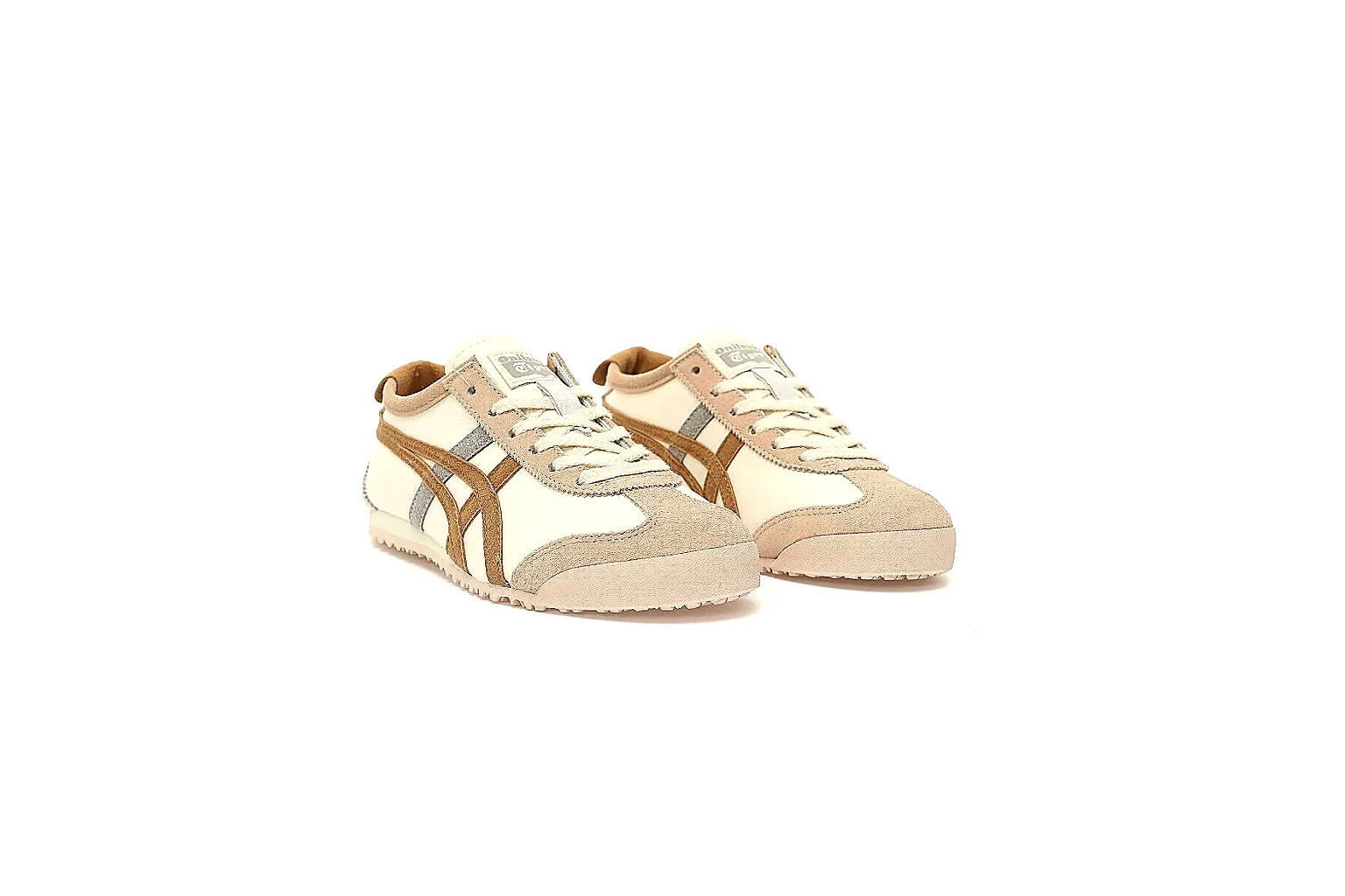 Onitsuka Tiger cream trainer pair view with brown stripes thumbnail 6