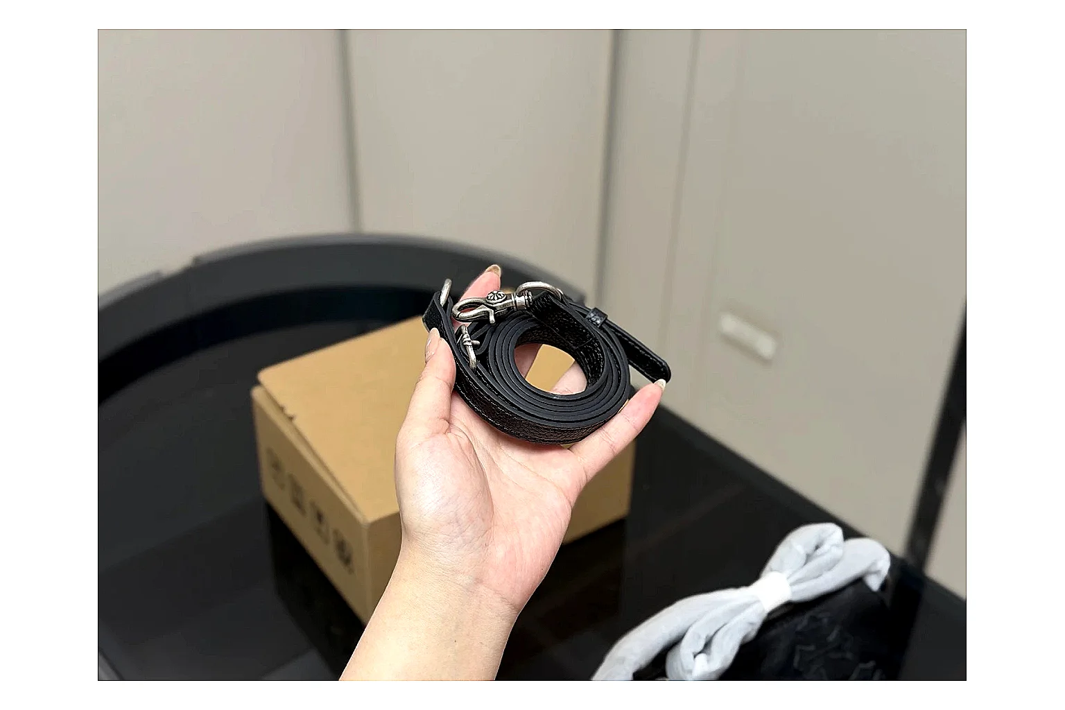 Mini Top Handle Black Bag budget find photo showing black leather compact bag body, structured handle, clean top-handle shape, and simple hardware thumbnail 4